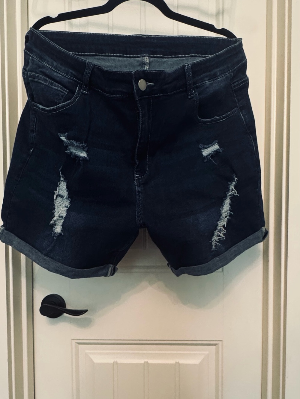 Amazon Dark Indigo Distressed Roll-Cuff Women's Jean Shorts